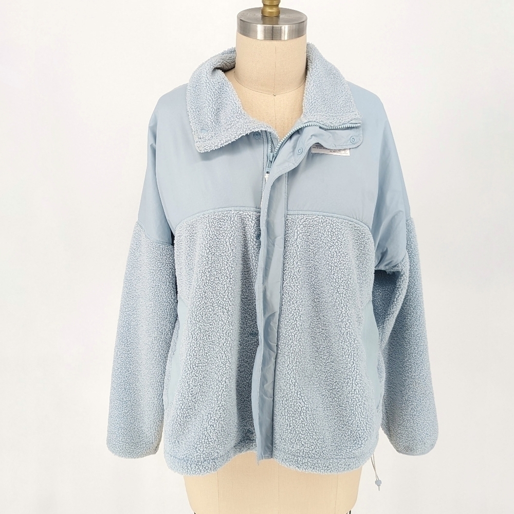 Under Armour Teddy Fleece Nylon Full Zip Jacket Blue XL gorpcore outdoors